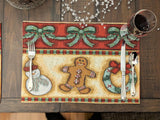 DaDa Bedding Set of 8 Pieces Gingerbread Sweets Holiday Table Tapestry - 4 Placemats, 2 Table Runners, 2 Throw Pillow Covers (12917) from DaDalogy Bedding Collection