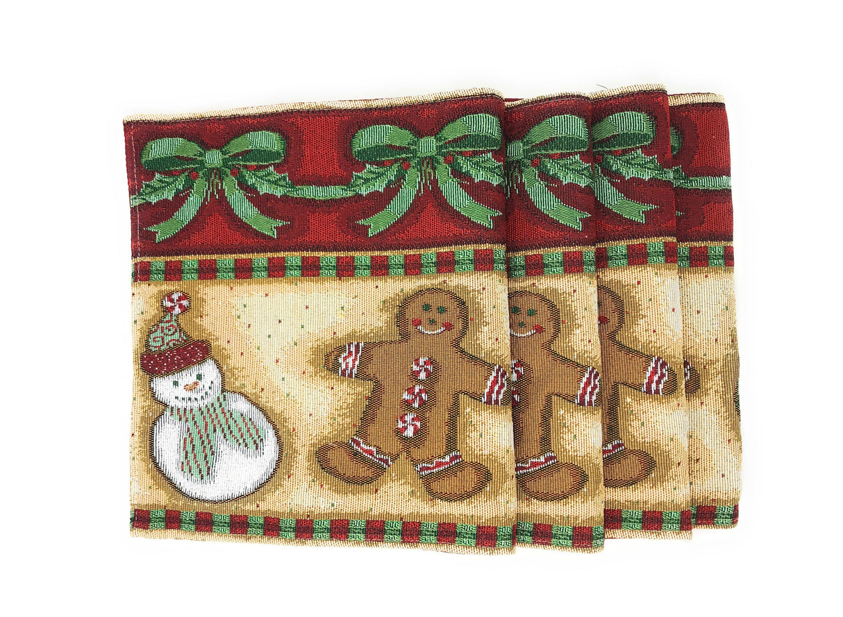 DaDa Bedding Set of 8 Pieces Gingerbread Sweets Holiday Table Tapestry - 4 Placemats, 2 Table Runners, 2 Throw Pillow Covers (12917) from DaDalogy Bedding Collection