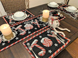 DaDa Bedding Set of 8 Pieces Peppermint Joy Holiday Table Tapestry - 4 Placemats, 2 Table Runners, 2 Throw Pillow Covers (12904) from DaDalogy Bedding Collection