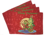 DaDa Bedding Set of 8 Pieces Red Santa Claus Holiday Table Tapestry - 4 Placemats, 2 Table Runners, 2 Throw Pillow Covers (17615) from Tache Home Fashion