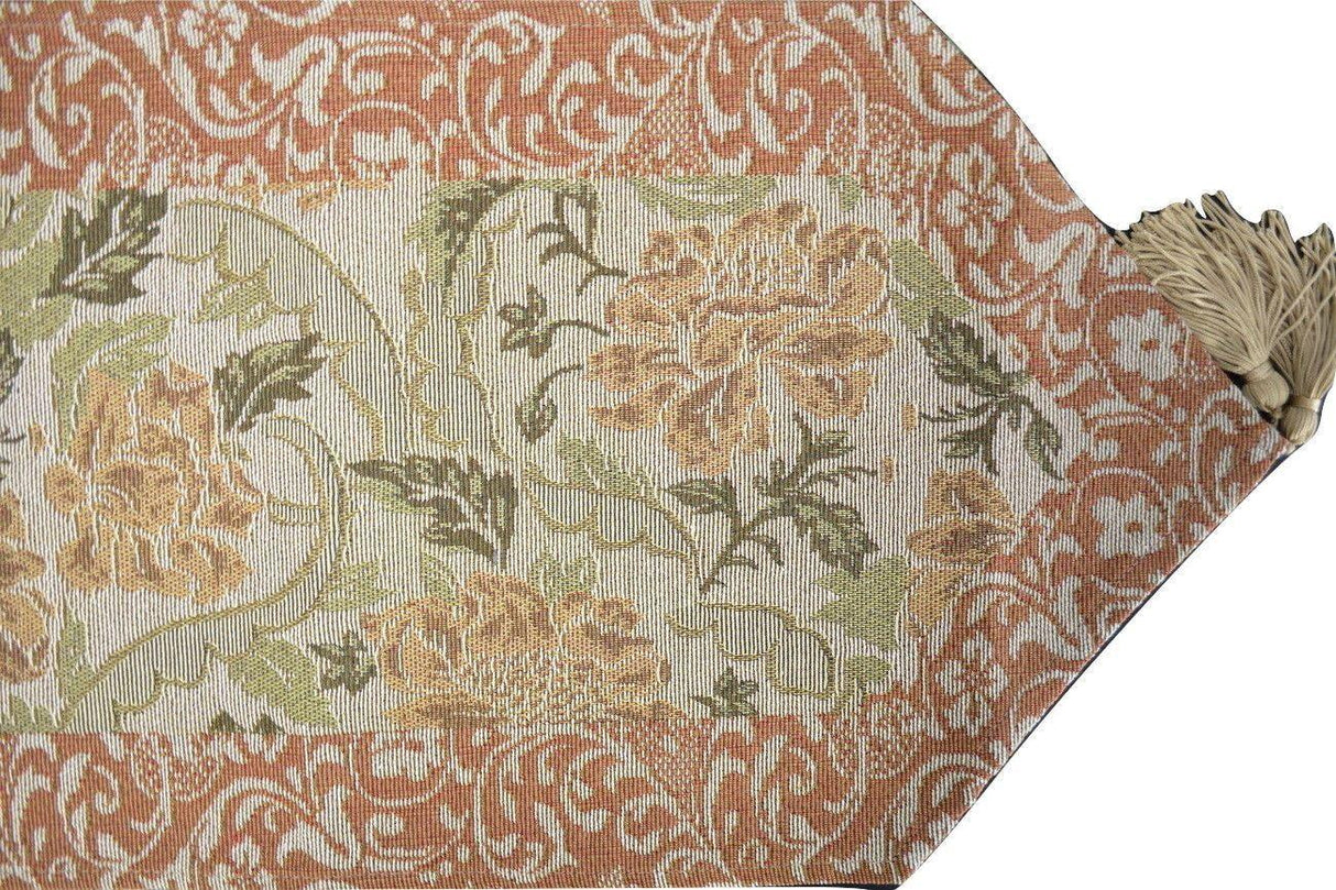 DaDa Bedding Floral Nature Garden Beige Orange Spices Tapestry Table Runner (10072) from DaDalogy Bedding Collection