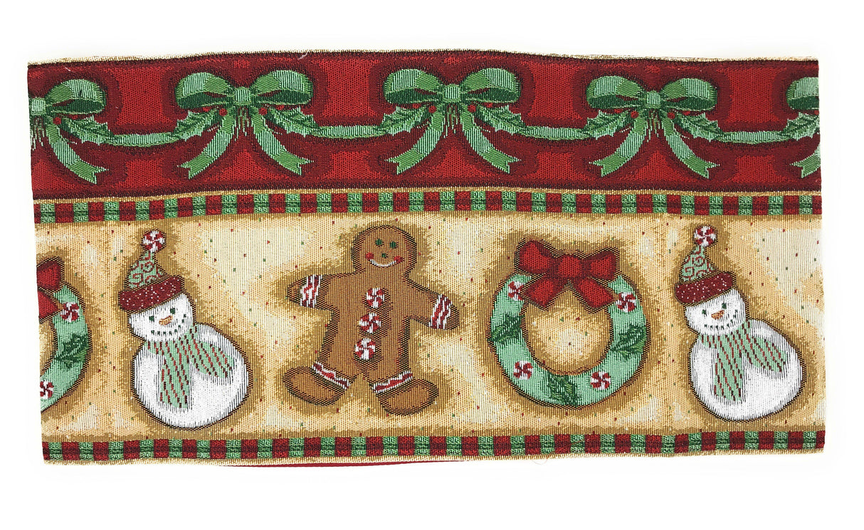 DaDa Bedding Gingerbread Snowman Holiday Woven Tapestry Dining Table Runner (12917) from DaDalogy Bedding Collection