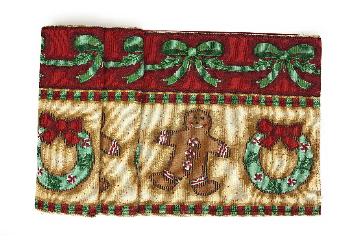 DaDa Bedding Gingerbread Snowman Holiday Woven Tapestry Dining Table Runner (12917) from DaDalogy Bedding Collection