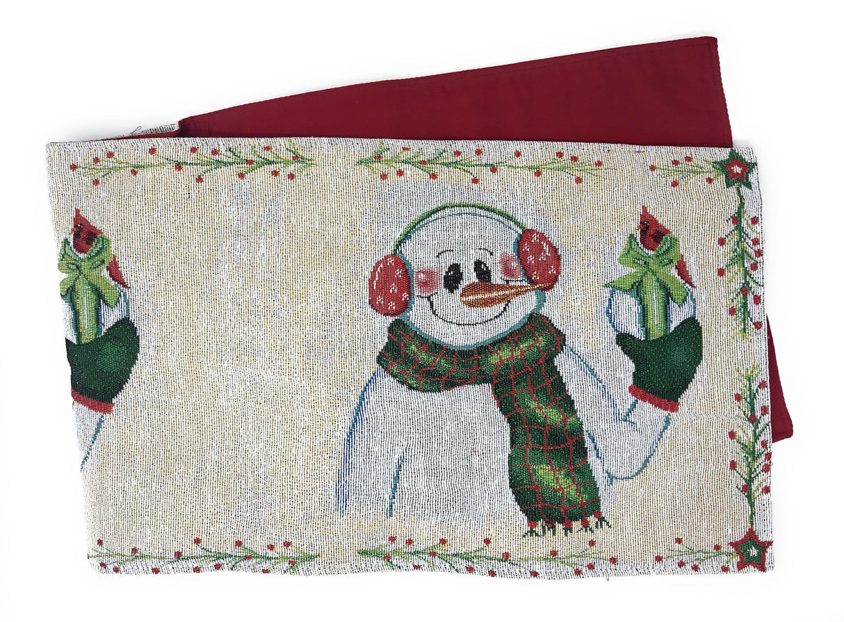 DaDa Bedding Magical Snowman Holiday Woven Tapestry Dining Table Runner (9733) from DaDalogy Bedding Collection