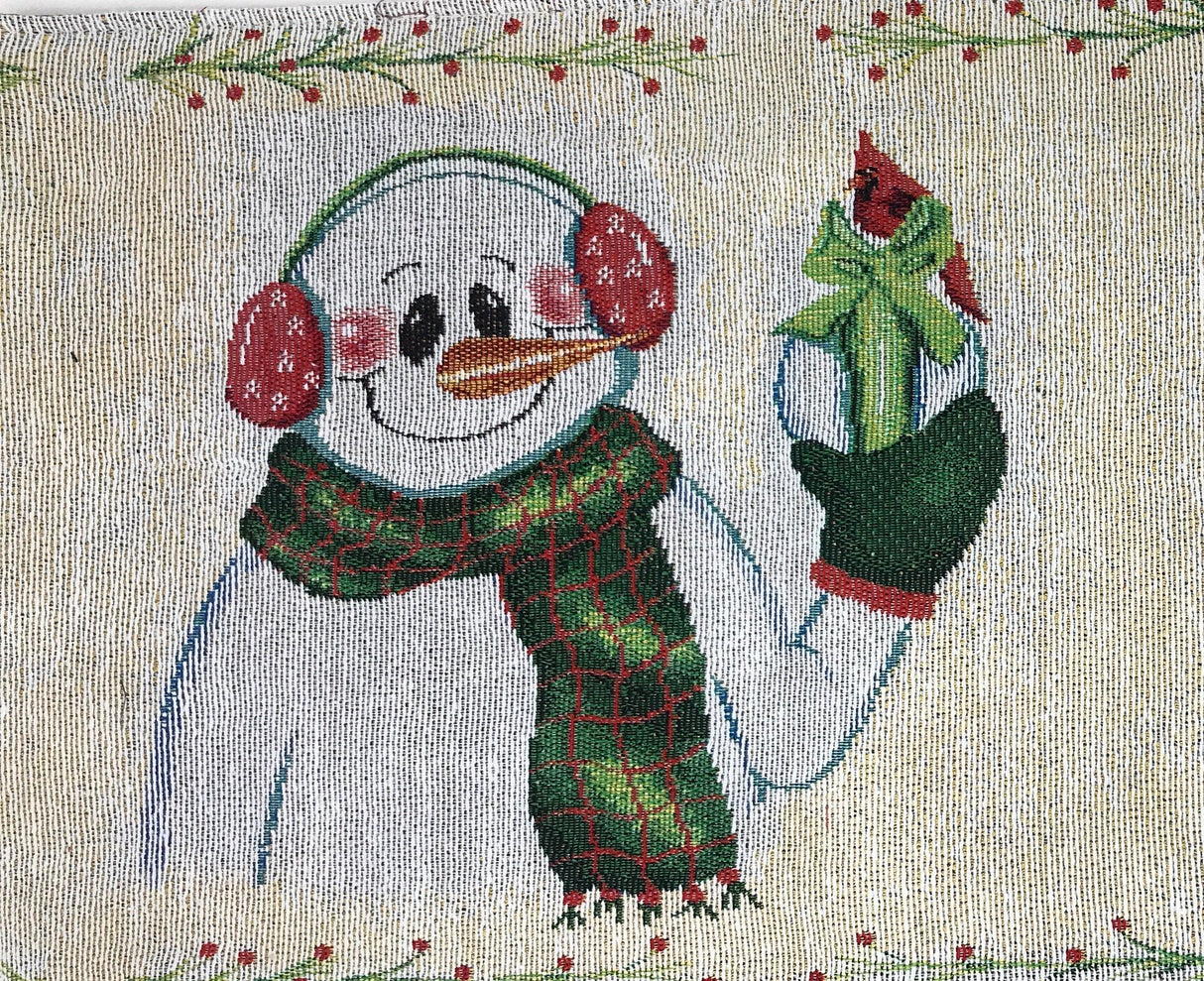 DaDa Bedding Magical Snowman Holiday Woven Tapestry Dining Table Runner (9733) from DaDalogy Bedding Collection