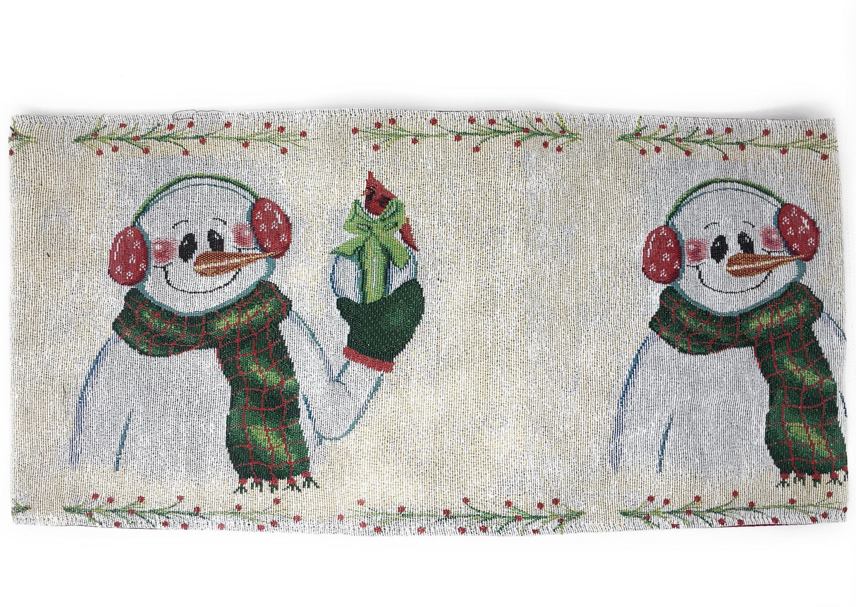 DaDa Bedding Magical Snowman Holiday Woven Tapestry Dining Table Runner (9733) from DaDalogy Bedding Collection