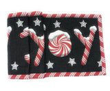 DaDa Bedding Peppermint Joy Red Black Holiday Tapestry Dining Table Runner (12904) from DaDalogy Bedding Collection