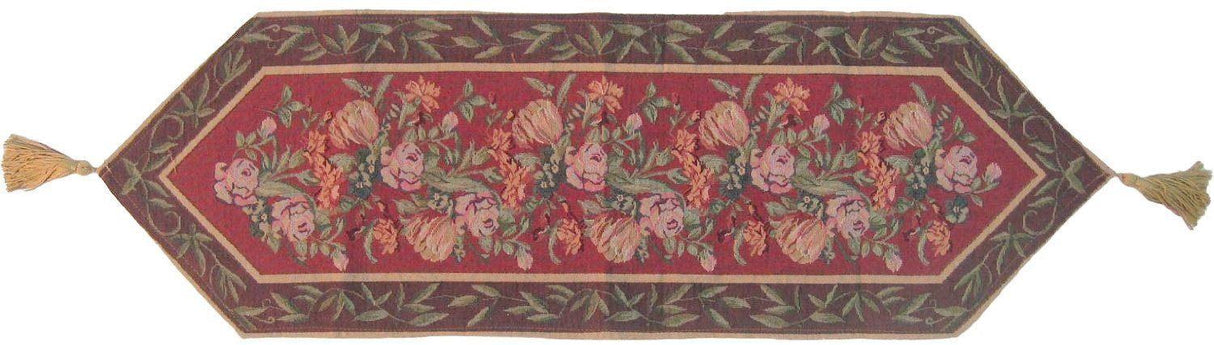 DaDa Bedding Romantic Floral Field of Roses Burgundy Red Tapestry Table Runner (5594) from DaDalogy Bedding Collection