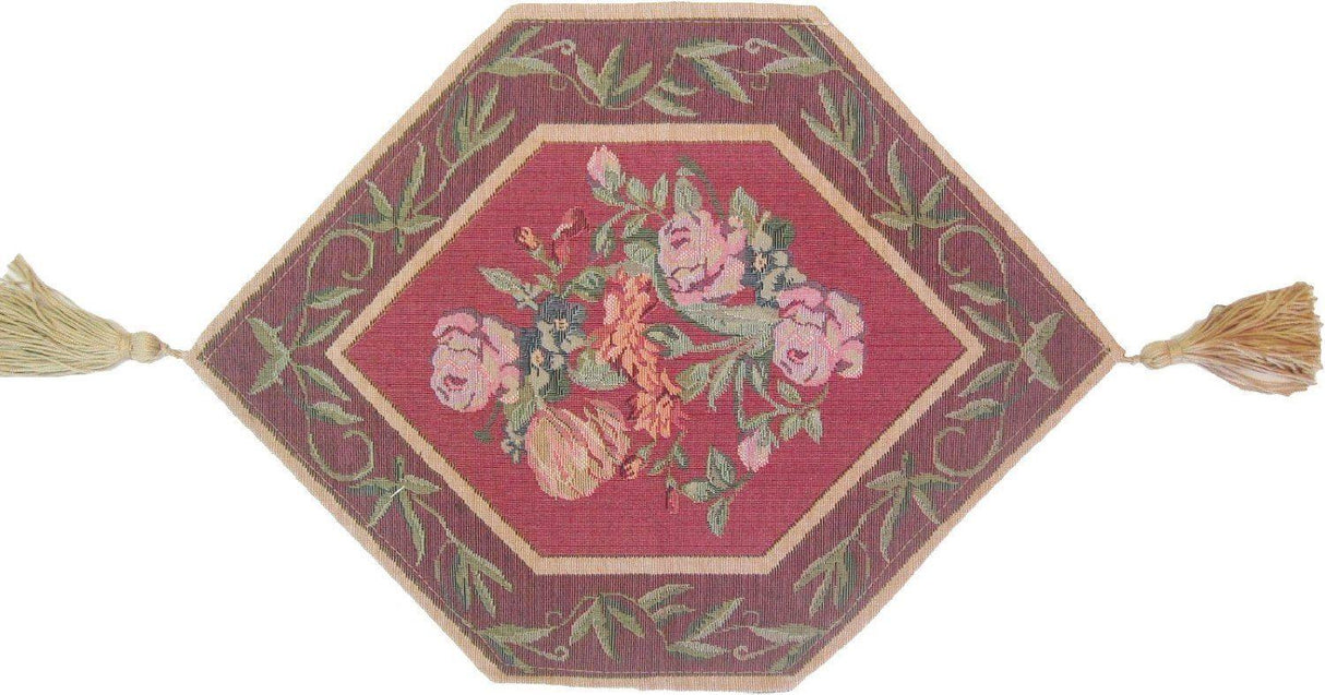 DaDa Bedding Romantic Floral Field of Roses Burgundy Red Tapestry Table Runner (5594) from DaDalogy Bedding Collection
