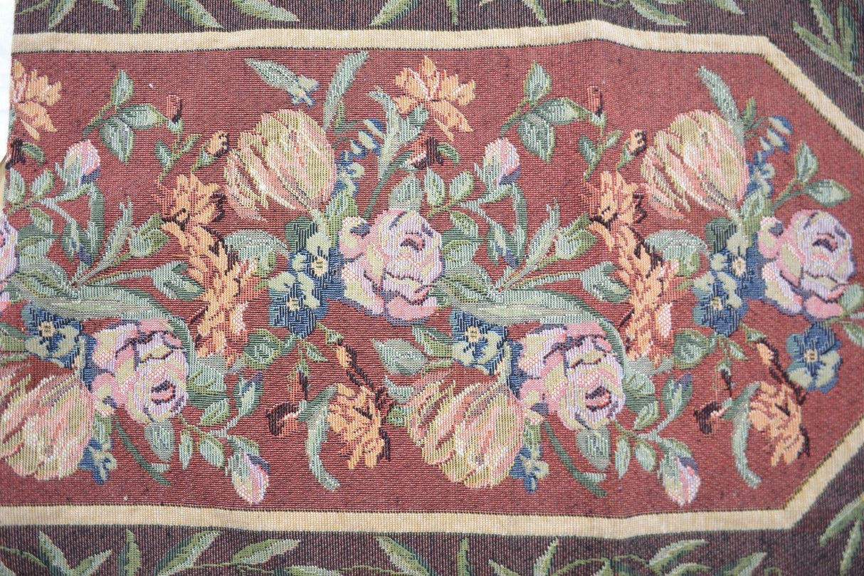 DaDa Bedding Romantic Floral Field of Roses Burgundy Red Tapestry Table Runner (5594) from DaDalogy Bedding Collection