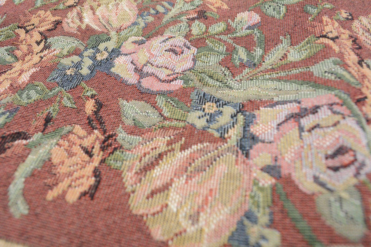 DaDa Bedding Romantic Floral Field of Roses Burgundy Red Tapestry Table Runner (5594) from DaDalogy Bedding Collection