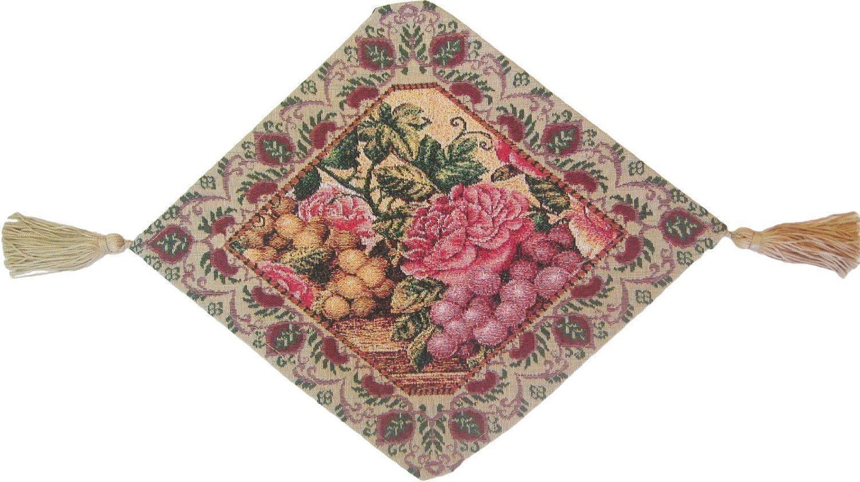 DaDa Bedding Romantic Parade of Fruit & Roses Floral Tapestry Table Runner (14426) from DaDalogy Bedding Collection