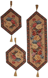 DaDa Bedding Set of 3-Pieces - Breath of Spring Floral Beige Woven Dining Tapestry Table Runners (3089) from DaDalogy Bedding Collection