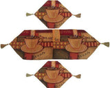 DaDa Bedding Set of 3-Pieces - Smell of Coffee Café Cup Orange Brown Woven Tapestry Dining Table Runners (9912) from DaDalogy Bedding Collection