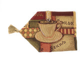 DaDa Bedding Set of 3-Pieces - Smell of Coffee Café Cup Orange Brown Woven Tapestry Dining Table Runners (9912) from DaDalogy Bedding Collection