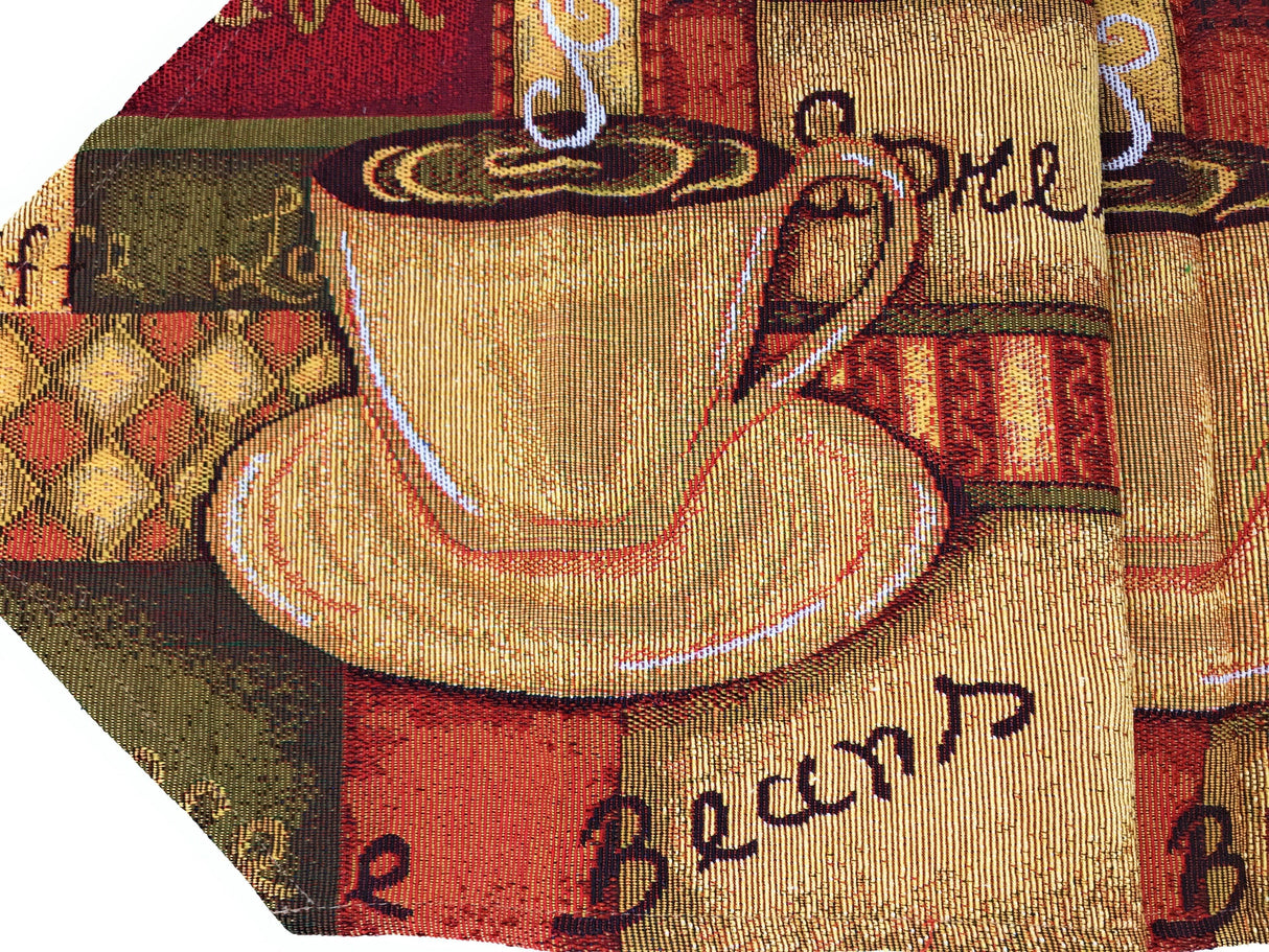 DaDa Bedding Smell of Coffee Cup Latte Java Brown Tapestry Table Runner Cloth (9912) from DaDalogy Bedding Collection
