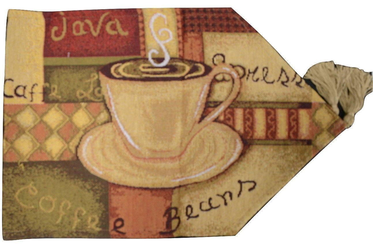 DaDa Bedding Smell of Coffee Cup Latte Java Brown Tapestry Table Runner Cloth (9912) from DaDalogy Bedding Collection