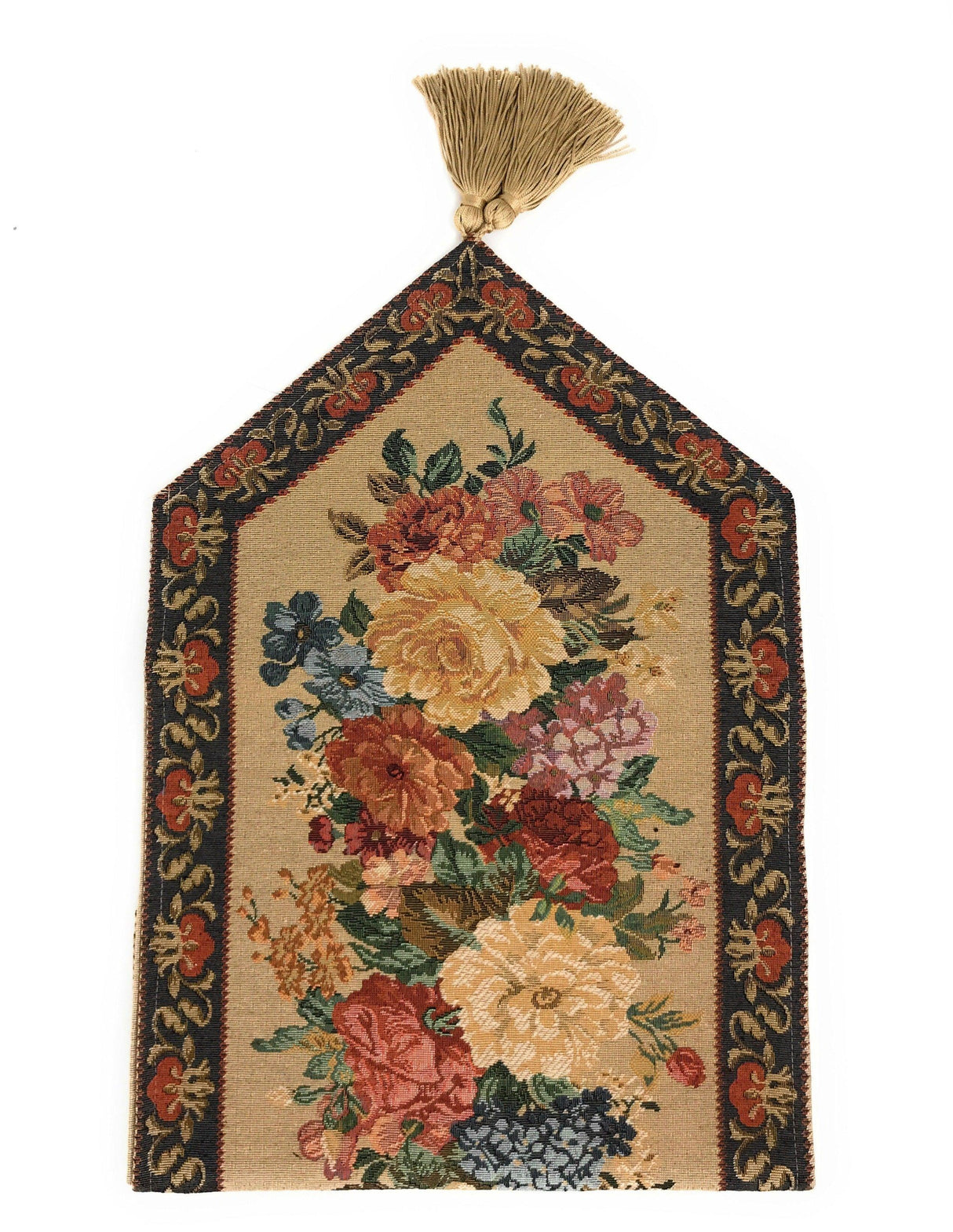 DaDa Bedding Breath of Spring Colorful Floral Beige Brown Tapestry Dining Table Runner (3089) from DaDalogy Bedding Collection