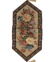 DaDa Bedding Breath of Spring Colorful Floral Beige Brown Tapestry Dining Table Runner (3089) from DaDalogy Bedding Collection