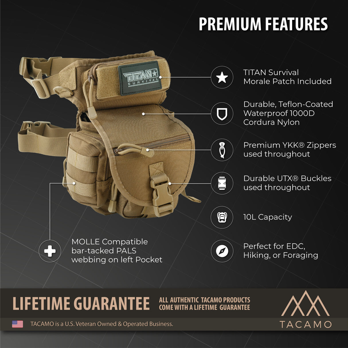 HB10 10L Tactical Drop Leg Bag from TITAN Survival