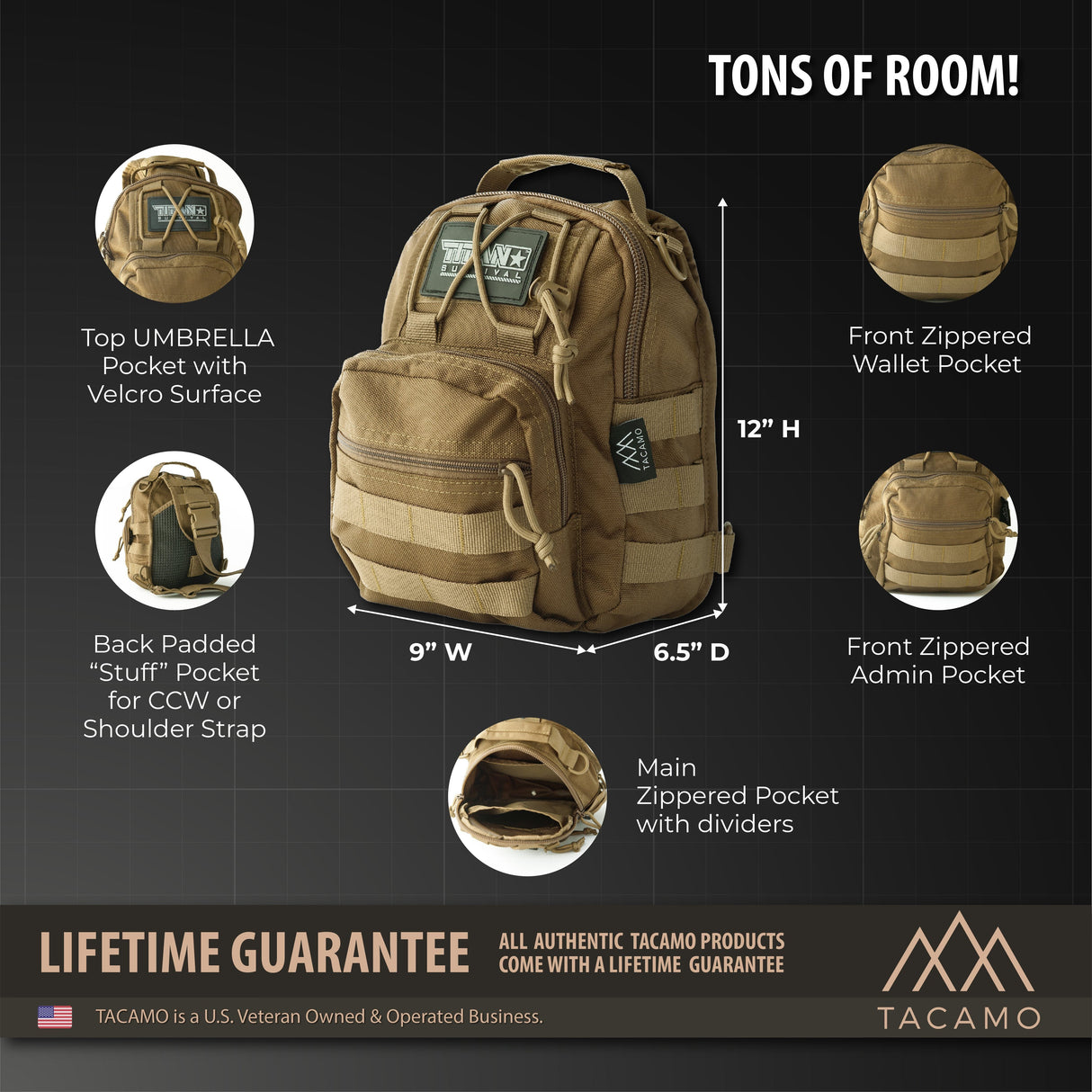 SB10 10L Tactical Crossbody Shoulder Bag from TITAN Survival