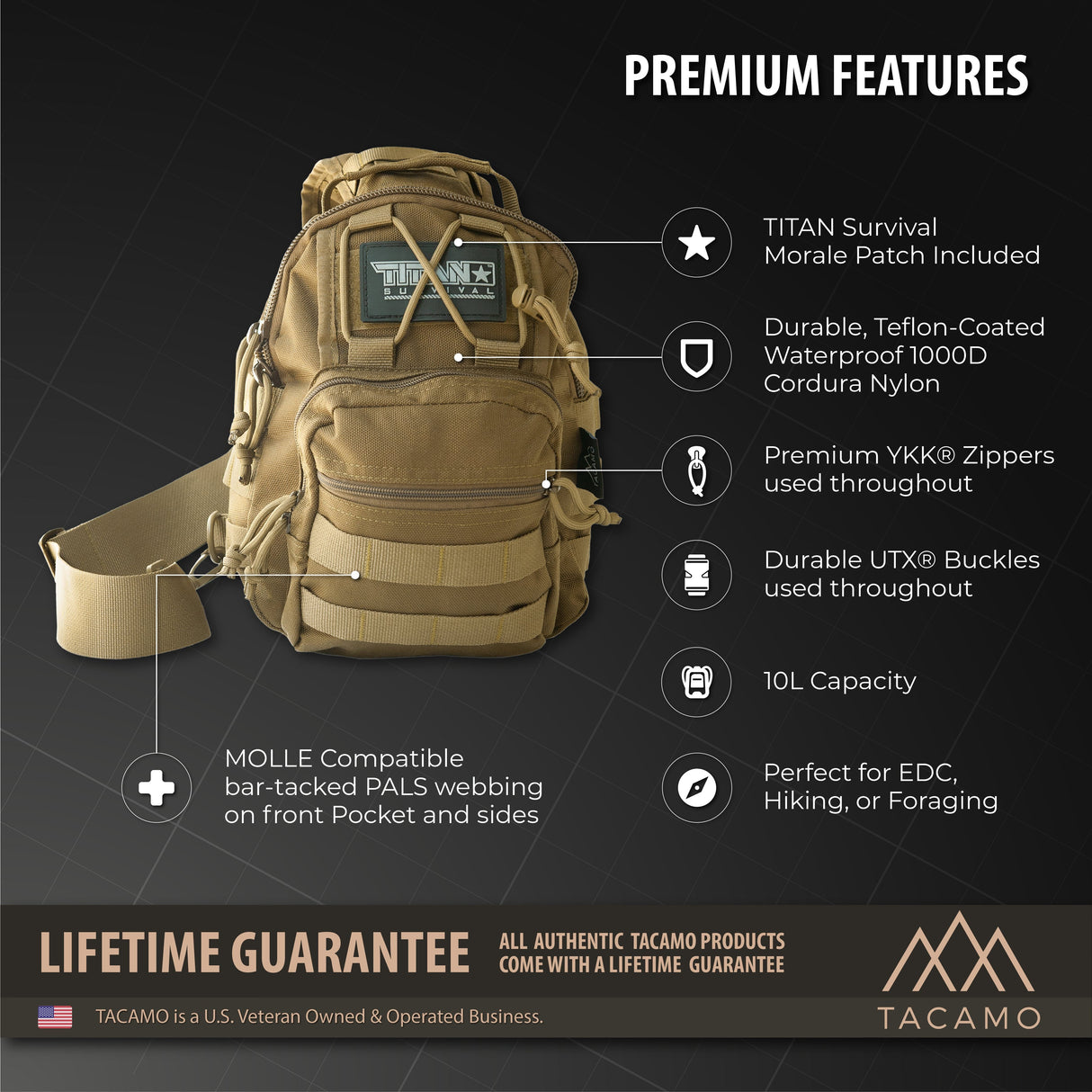 SB10 10L Tactical Crossbody Shoulder Bag from TITAN Survival