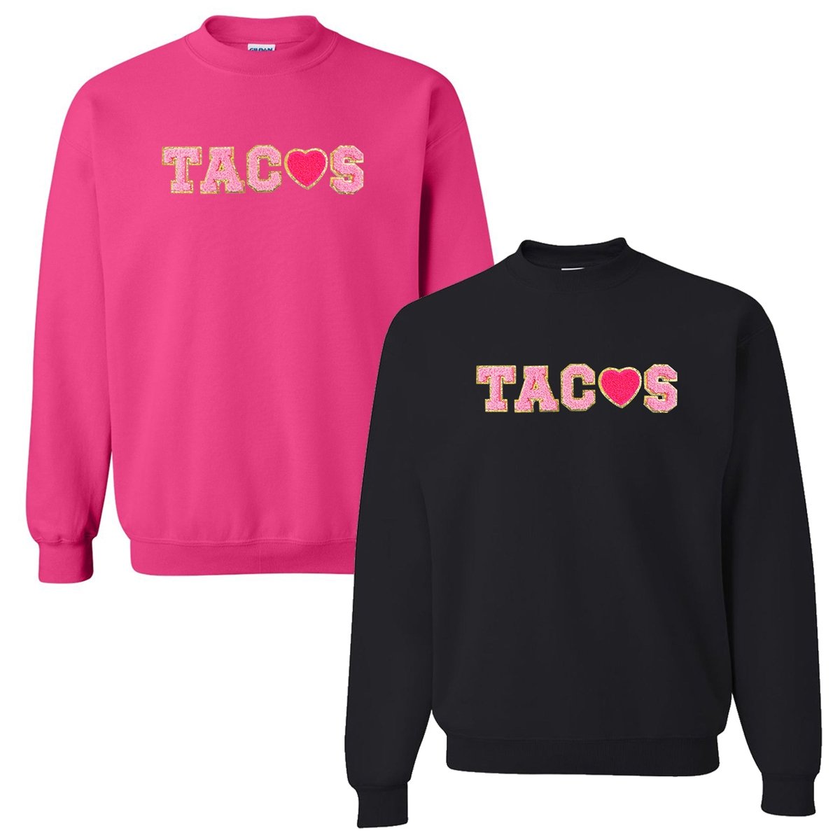 Tacos Letter Patch Crewneck Sweatshirt from United Monograms