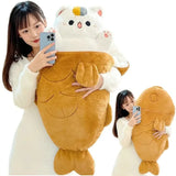 Kawaii Taiyaki Cat Plush Pillow – 80cm Soft Stuffed Animal from Kawaii Stop
