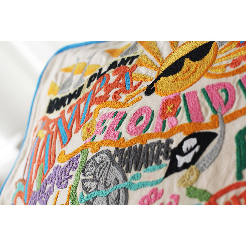 Tampa - St. Pete, FL Hand-Embroidered Pillow from Quirks!