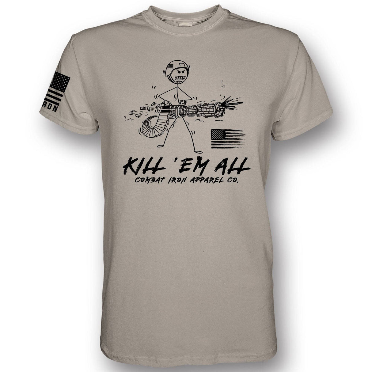Kill Em' All Machine Gunner Men's T-Shirt From Combat Iron Apparel
