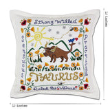 Taurus Astrology Hand-Embroidered Pillow by Cat Studio from Quirks!