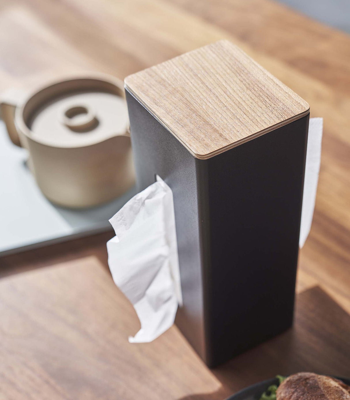 Two-Sided Tissue Case - Steel + Wood from Yamazaki Home