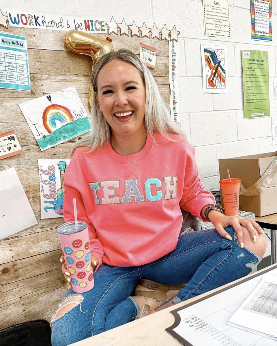 Teach Letter Patch Crewneck Sweatshirt from United Monograms