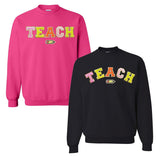 Teach Pencil Letter Patch Crewneck Sweatshirt from United Monograms