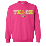 Teach Pencil Letter Patch Crewneck Sweatshirt from United Monograms