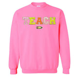 Teach Pencil Letter Patch Crewneck Sweatshirt from United Monograms