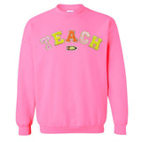 Teach Pencil Letter Patch Crewneck Sweatshirt from United Monograms
