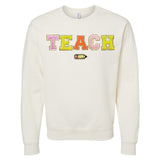 Teach Pencil Letter Patch Crewneck Sweatshirt from United Monograms