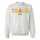 Teach Pencil Letter Patch Crewneck Sweatshirt from United Monograms