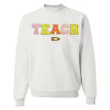 Teach Pencil Letter Patch Crewneck Sweatshirt from United Monograms