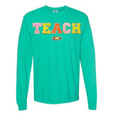Teach Pencil Letter Patch Long Sleeve T-Shirt from United Monograms