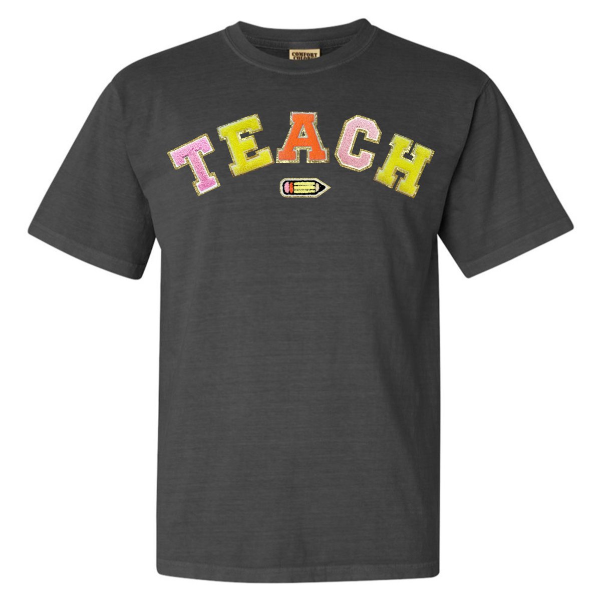 Teach Pencil Letter Patch T-Shirt from United Monograms