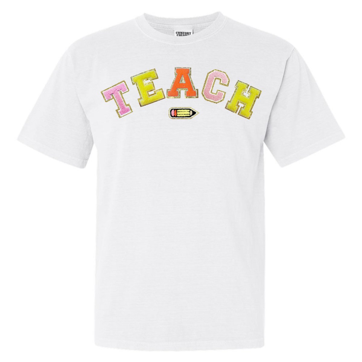 Teach Pencil Letter Patch T-Shirt from United Monograms