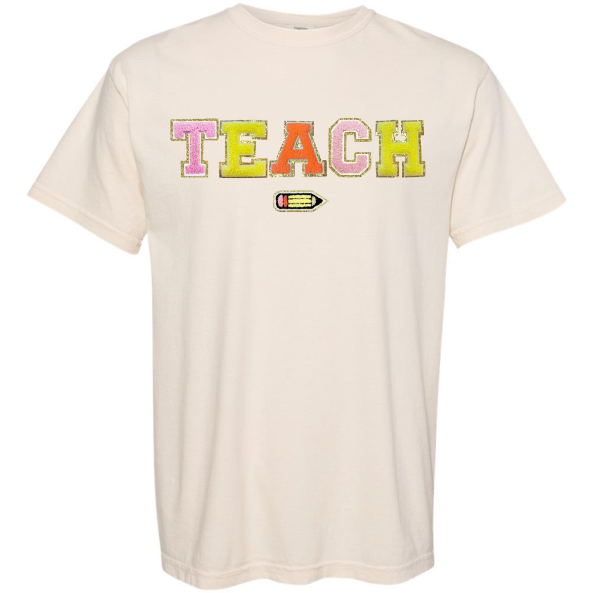 Teach Pencil Letter Patch T-Shirt from United Monograms