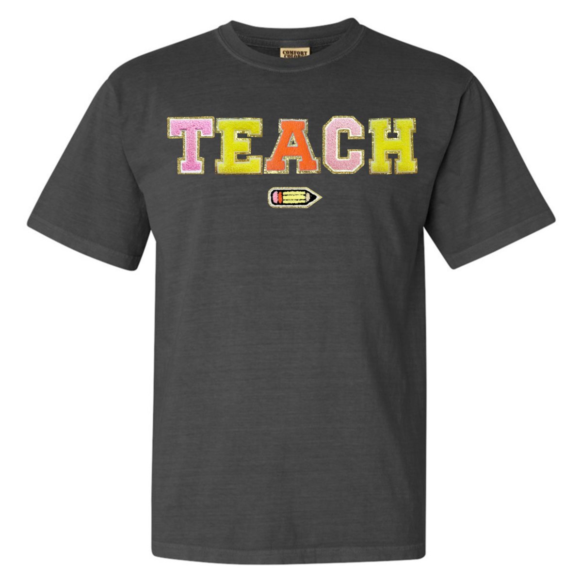 Teach Pencil Letter Patch T-Shirt from United Monograms