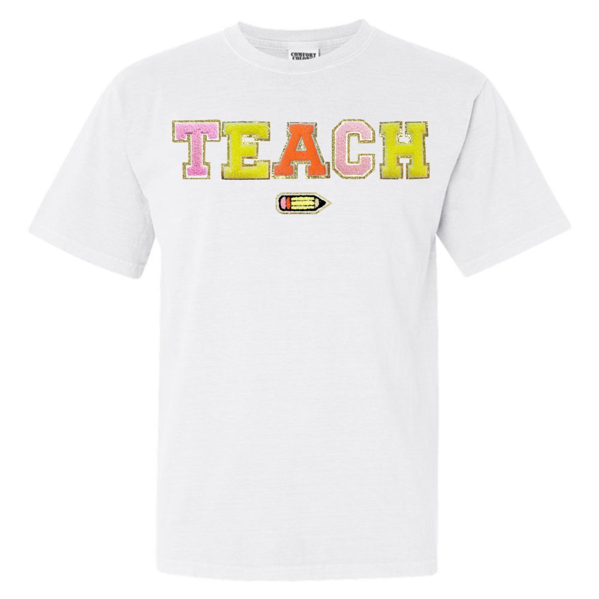 Teach Pencil Letter Patch T-Shirt from United Monograms