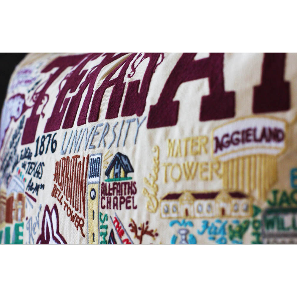 Texas A&M University Collegiate Embroidered Pillow by CatStudio from Quirks!