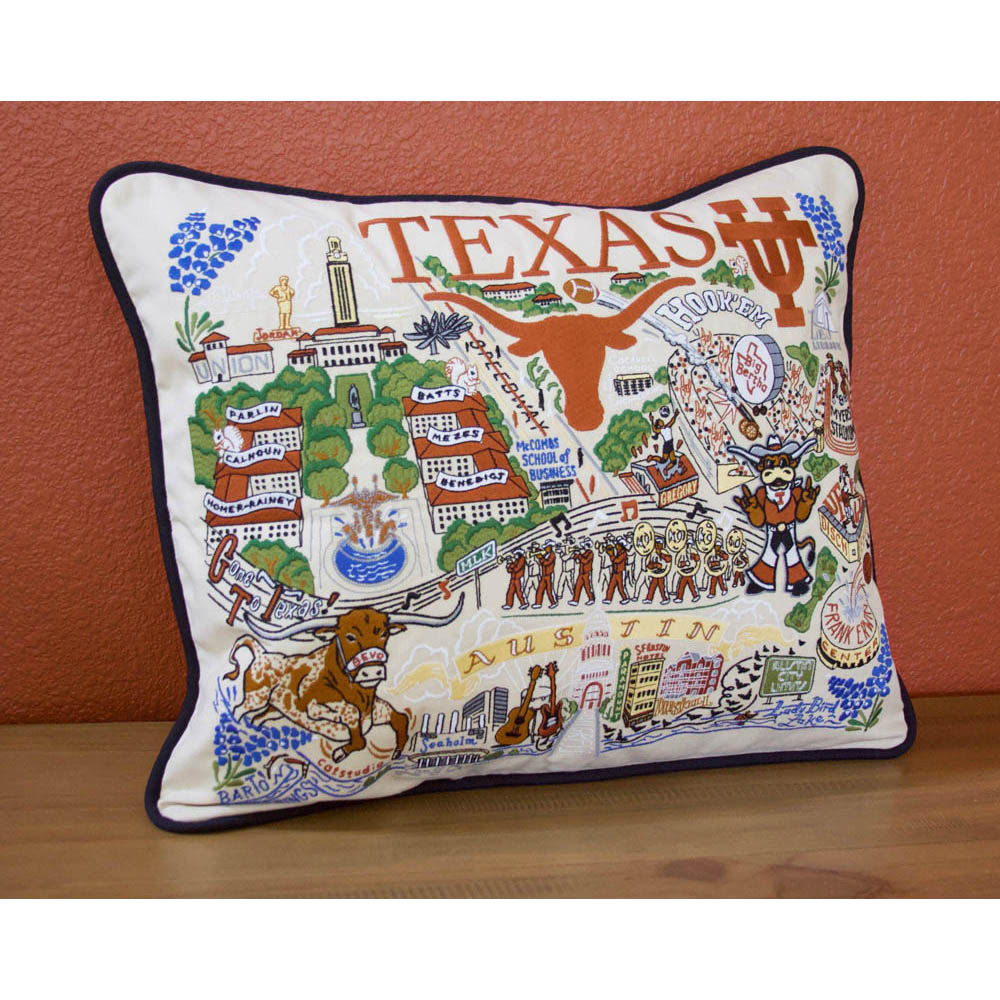 Texas, University of Collegiate Embroidered Pillow by CatStudio from Quirks!