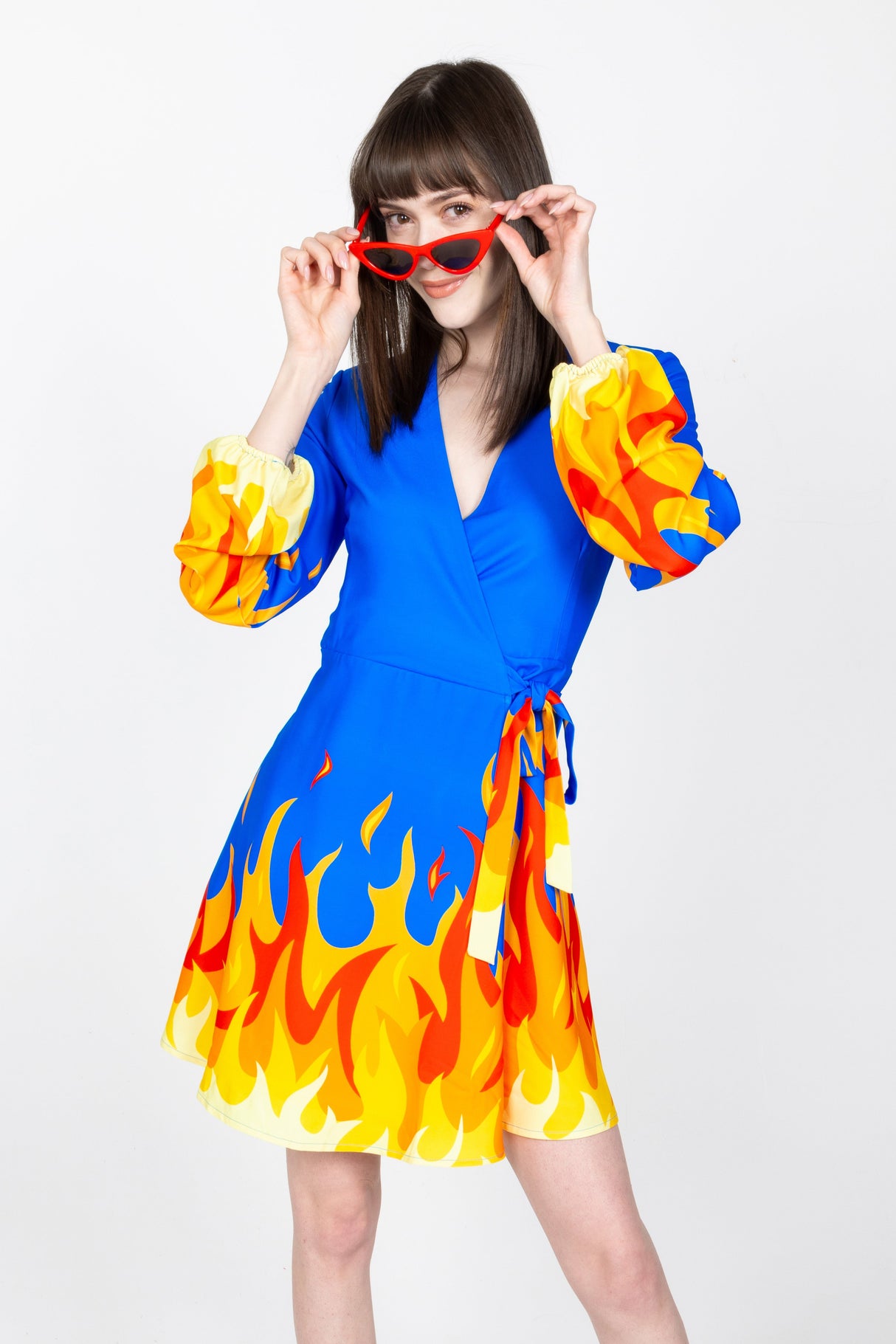 The Blaze Of Glory | Flames Wrap Dress from Shinesty
