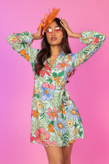 The Garden Party | Floral Derby Wrap Dress from Shinesty